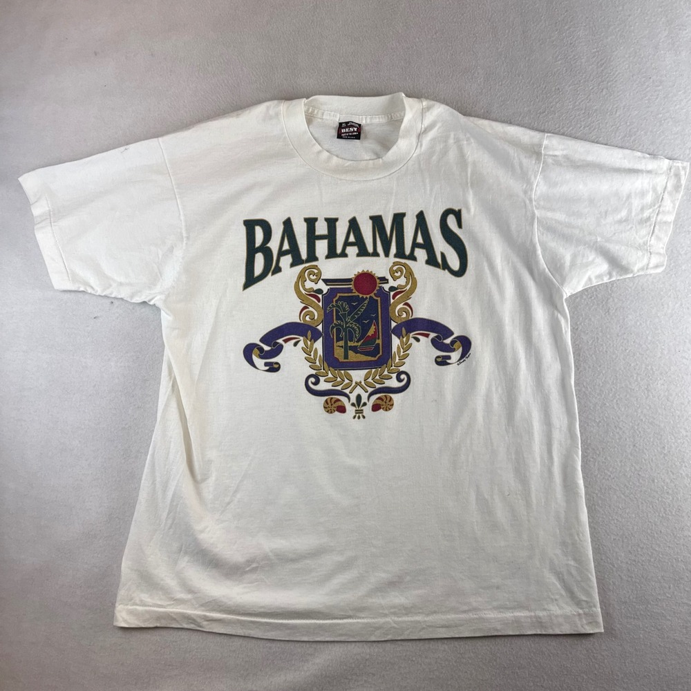 Vintage Bahamas Graphic T-Shirt Mens XL White Fruit of the Loom Best 90s USA